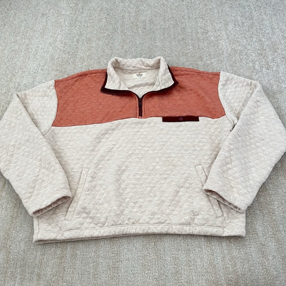 Marine Layer Quilted Pullover Zip Up Sweatshirt Top XL